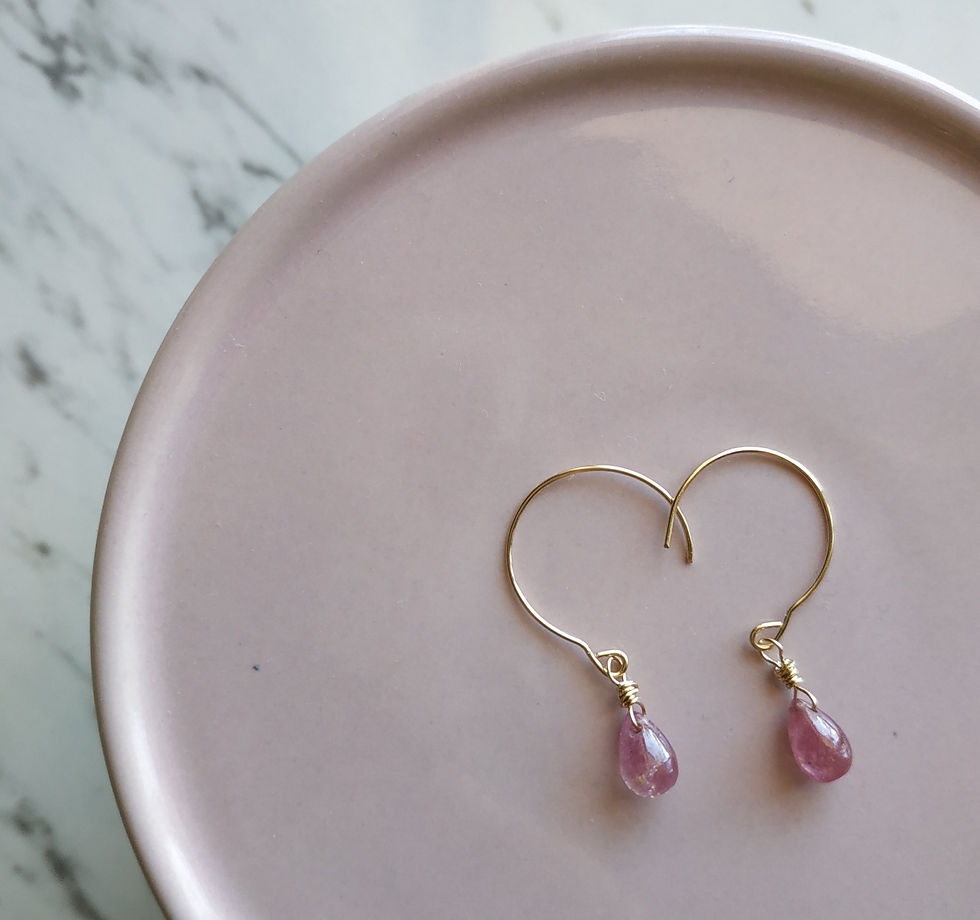 Thumbnail: Natural Gem Pink Sapphire Earrings, 14 K Gold Filled 