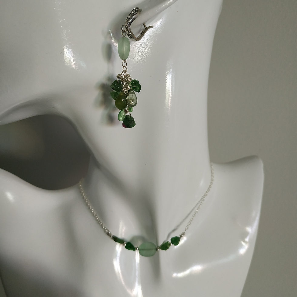 Thumbnail: Natural Gem Tsavorite, Green Kyanite, Fluorite, Apatite, Ruby Zoisite Set