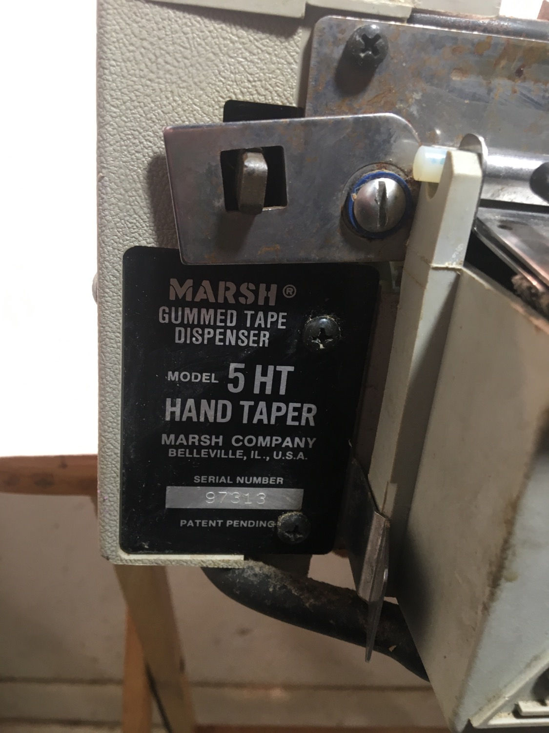 Vintage USA Marsh 5HT Manual Gummed Tape Dispenser Cutter Packing Supplies