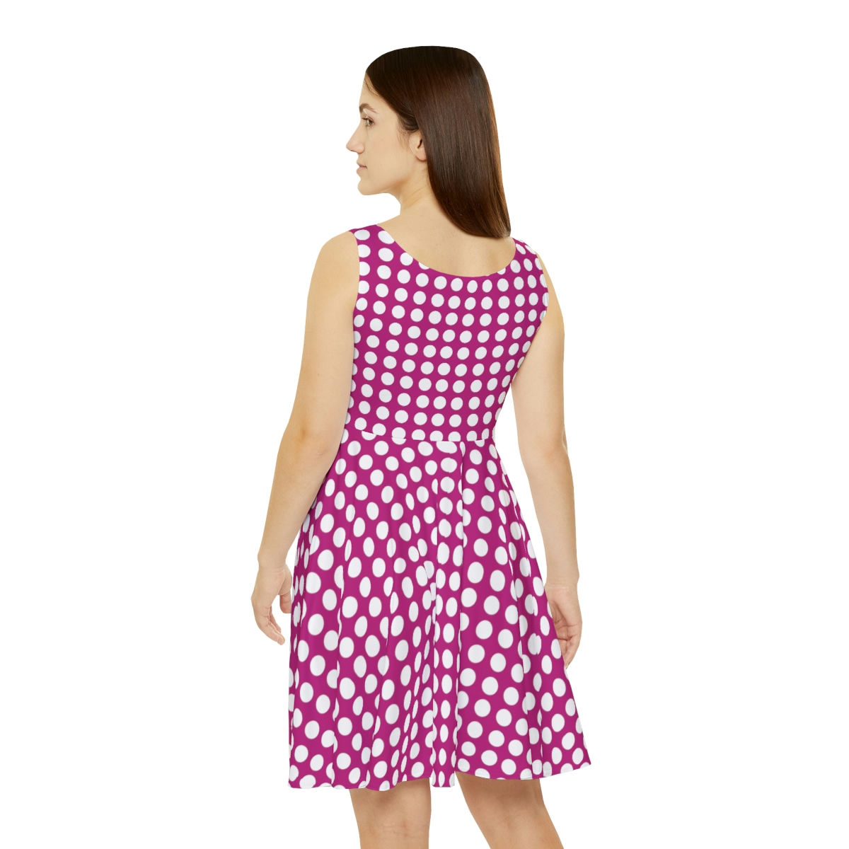 Women's Skater Polka Dot Dress Pink
