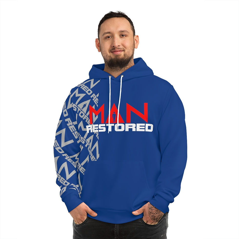 Man Restored Fashion Hoodie Blue