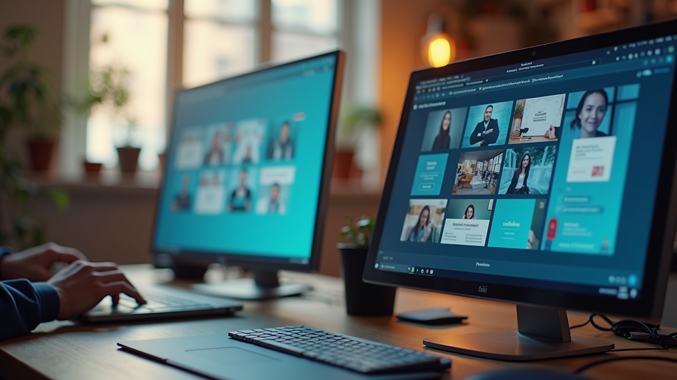 Close-up view of a computer with social media engagement on the screen