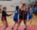 Fort Yukon seniors Nellie Ward (35) and Jane Ward (31) defend a shot by JDHS junior Layla Tokuoka last week during the George Houston Capital City Classic at the GH Gymnasium. (Klas Stolpe / Juneau Independent)