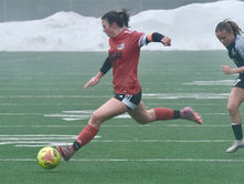 Crimson Bears’ girls fall as Mustangs kick stoppage time goal