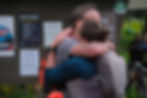 Runners embrace after finishing the 15-mile grueling Juneau Ridge Race on Sunday, June 29, 2026./ Juneau Independent)