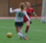 Juneau-Douglas High School: Yadaa.at Kalé sophomore Marigold Lindoff marks Colony senior Avrie Giegerich (10) during the Crimson Bears' 1-0 win over the Knights at the Adair-Kennedy Memorial Park pitch on Saturday, May 9, 2026.  (Klas Stolpe / Juneau Independent)