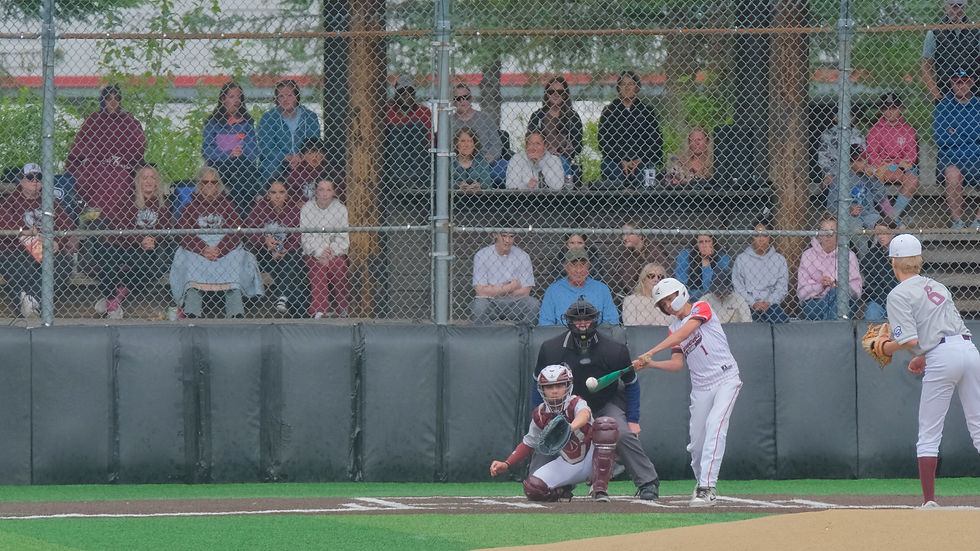 Gastineau Channel Little League Junior All-Stars batter Colin Daniels (1) connects on a Ketchikan Little League pitch during game three of the 2026 Alaska Junior Baseball State Tournament at Adair-Kennedy Memorial Park field on Saturday, July 18, 2026. Juneau won 10-0 to take a 2-1 games lead in the best-of-five series. Ketchikan won 15-5 on Thursday, Juneau won 13-3 on Friday. Game four is Sunday at noon. An if-necessary game could follow. (Klas Stolpe / Juneau Independent)