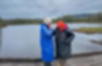 Kristin Jones and Abbey Jackson Ferree warm up after swimming in a lake at Petersburg in early June. The two will be swimming the English Channel later this month. (Photo courtesy Abbey Jackson Ferree)