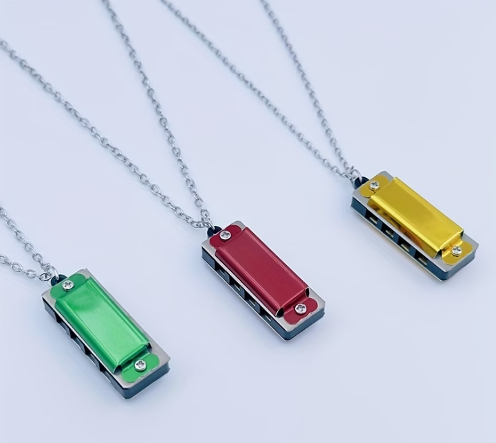 Necklace Harmonica, Four-hole Eight-tone Mini Harmonica, 4 Holes, 8 Tones