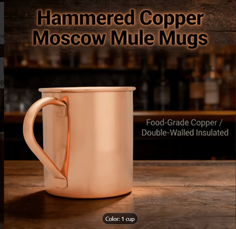 Hand-Hammered Moscow Mule Mug 16Oz Solid Copper Lining 