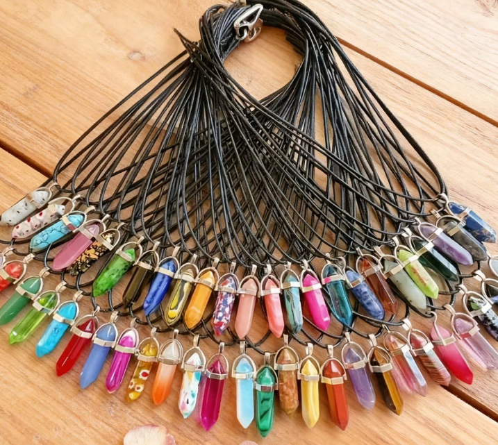 FREE Chakra Pendant Necklaces Featuring Pointed Hexagonal Clear Quartz
