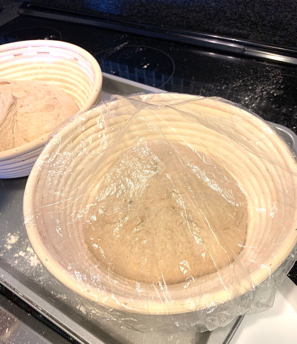 Showercap on sourdough banneton