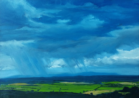 landscape clouds south downs art oil painting