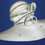 Thumbnail: White Wide Brim Satin Bling Lamp Shade Hat