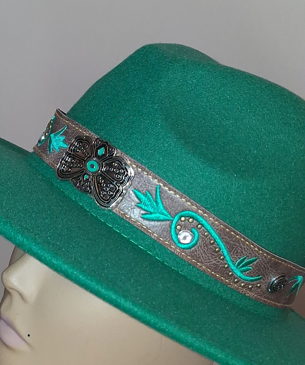 Thumbnail: Hunter Green Fedora with Beautiful Design Band