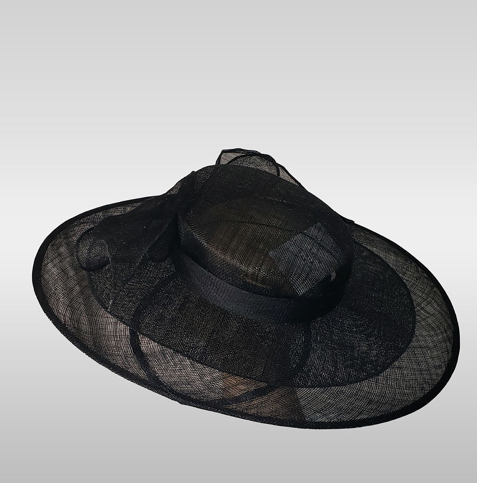 Thumbnail: Black All Sinamay Wide Brim Hat with Bow Accent
