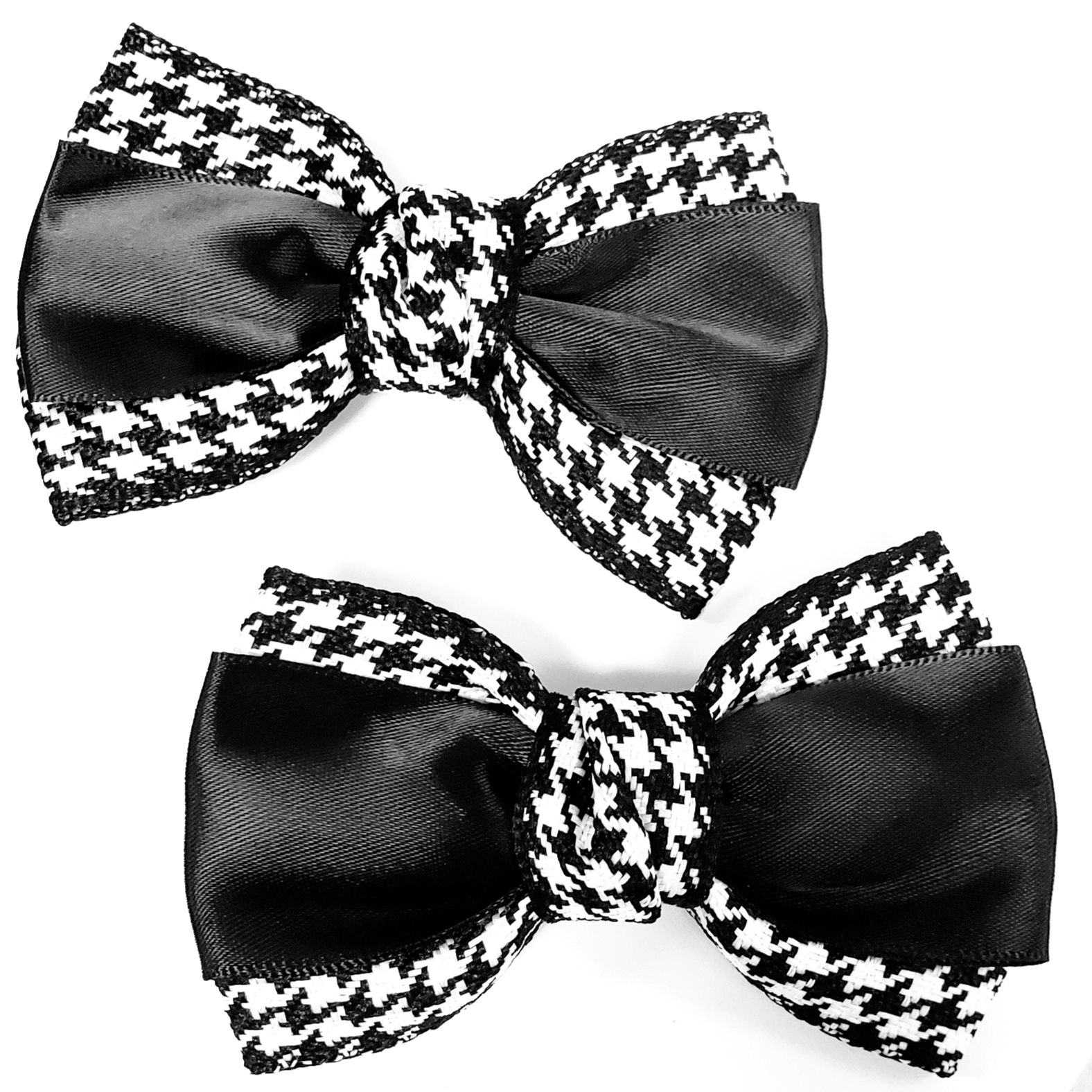 Black and Houndstooth Bowtie Shoe Clips