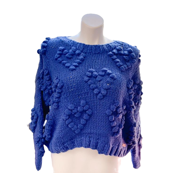 Royal Blue Pom Pom Heat Knit Sweater