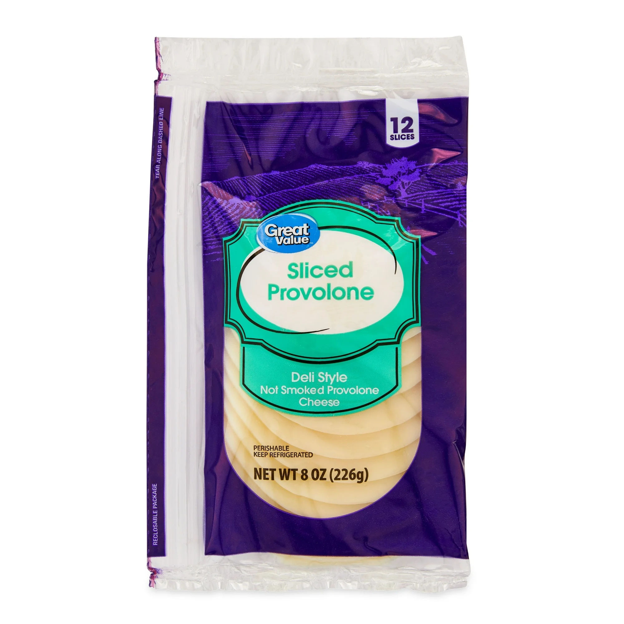 Great Value Deli Style Sliced Non-Smoked Provolone Cheese 0.50 oz