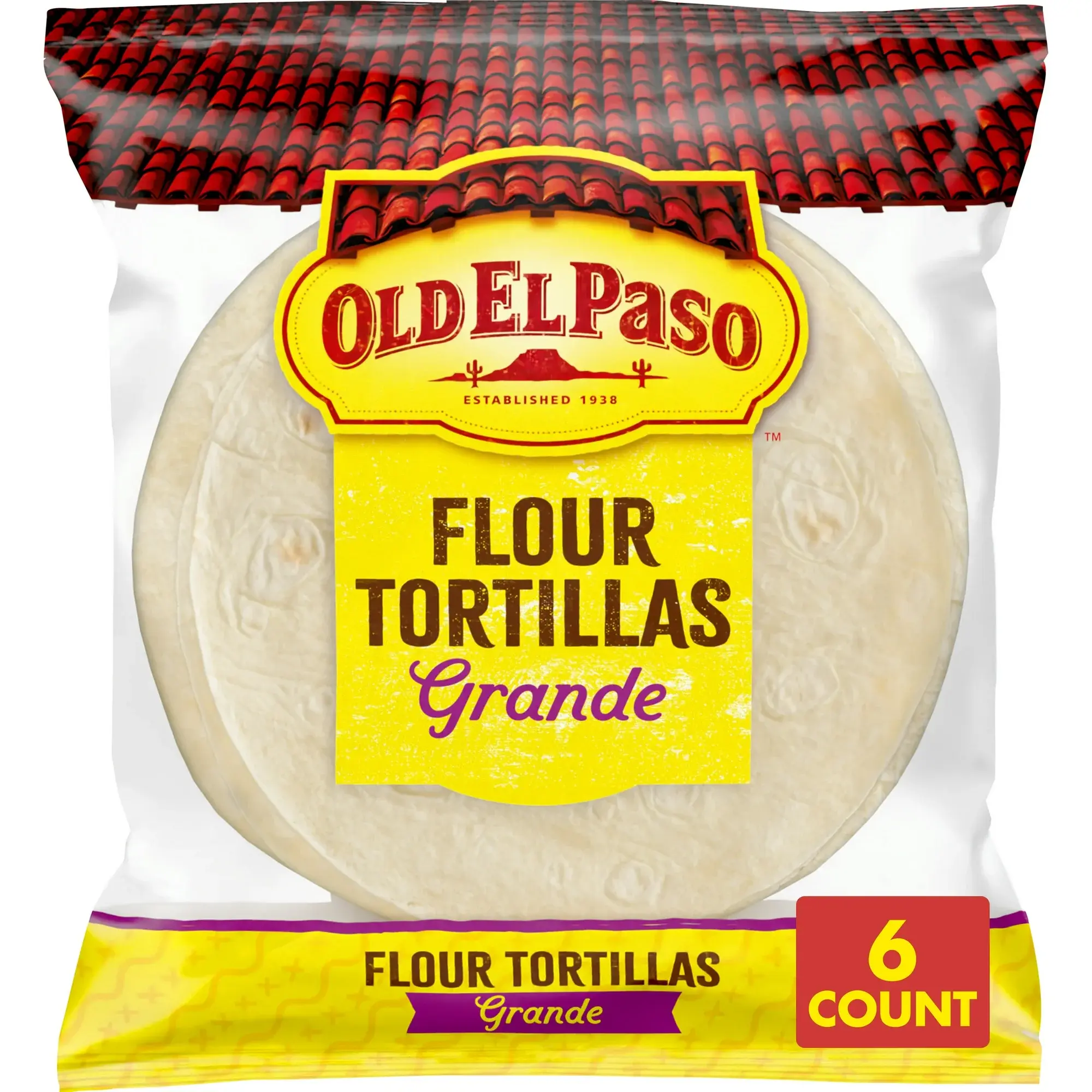 Old El Paso Restaurant Style Grande Flour Tortillas, 6 ct, 21.5 oz