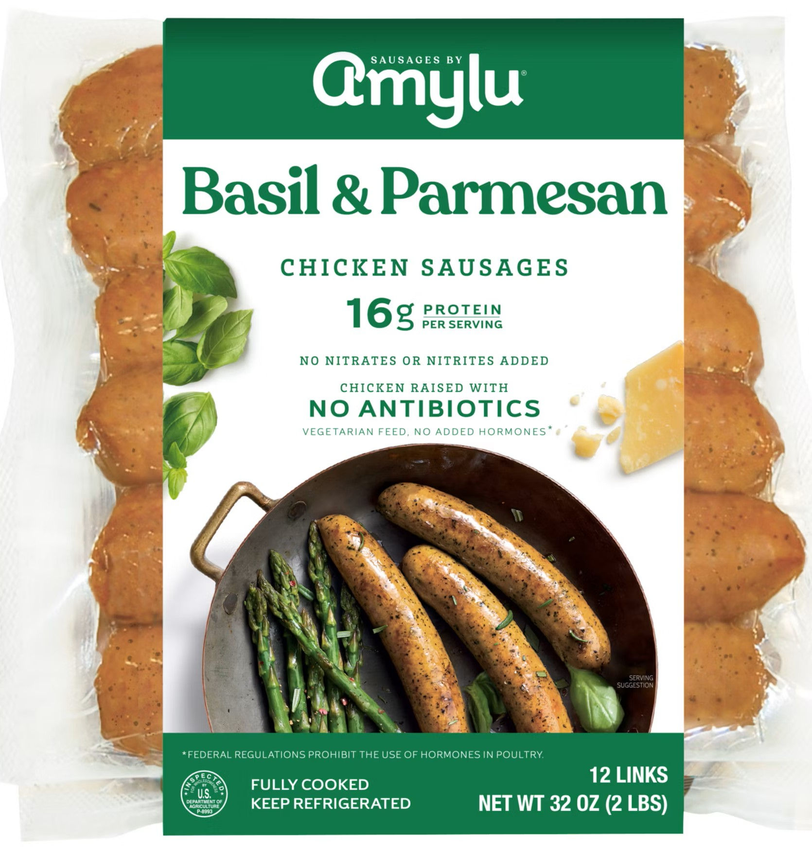 Amylu Foods Basil & Parmesan Chicken Sausage 2 oz