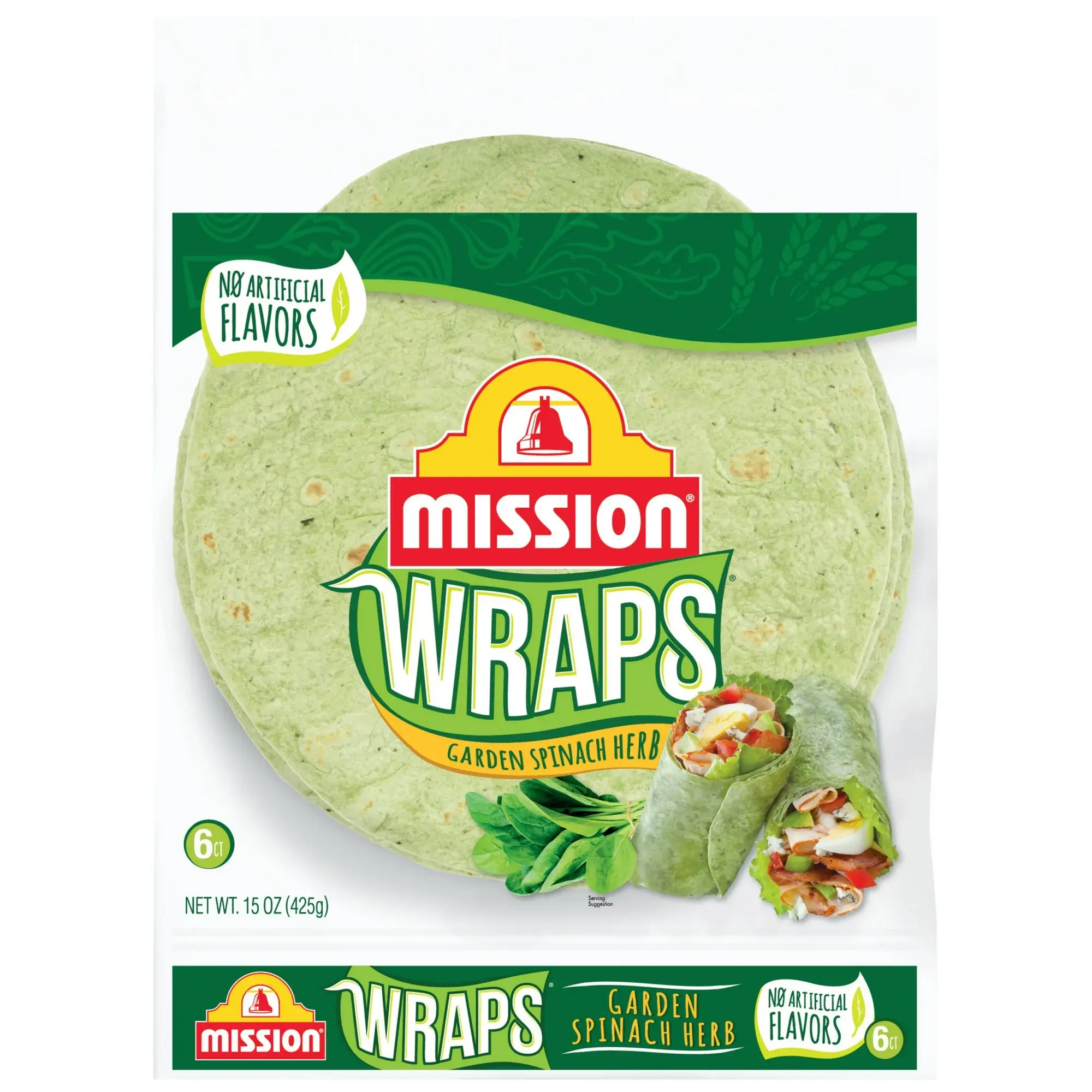 Mission Wraps Garden Spinach, 6 ct 15 oz