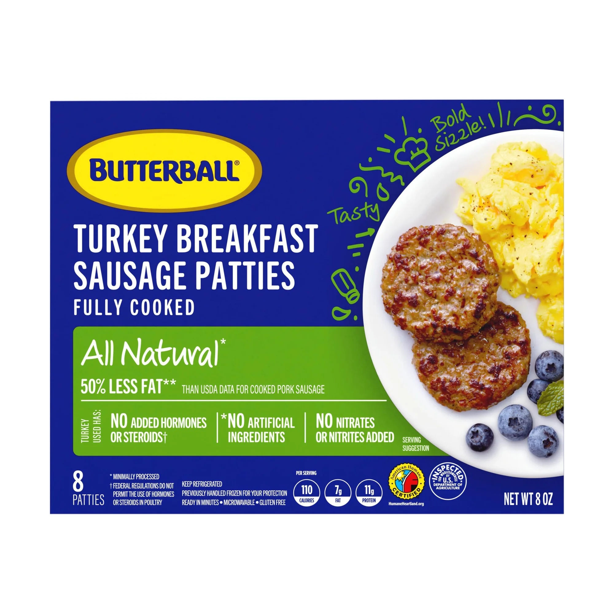 Butterball All Natural Fully Cooked Turkey Breakfast Sausage Patties