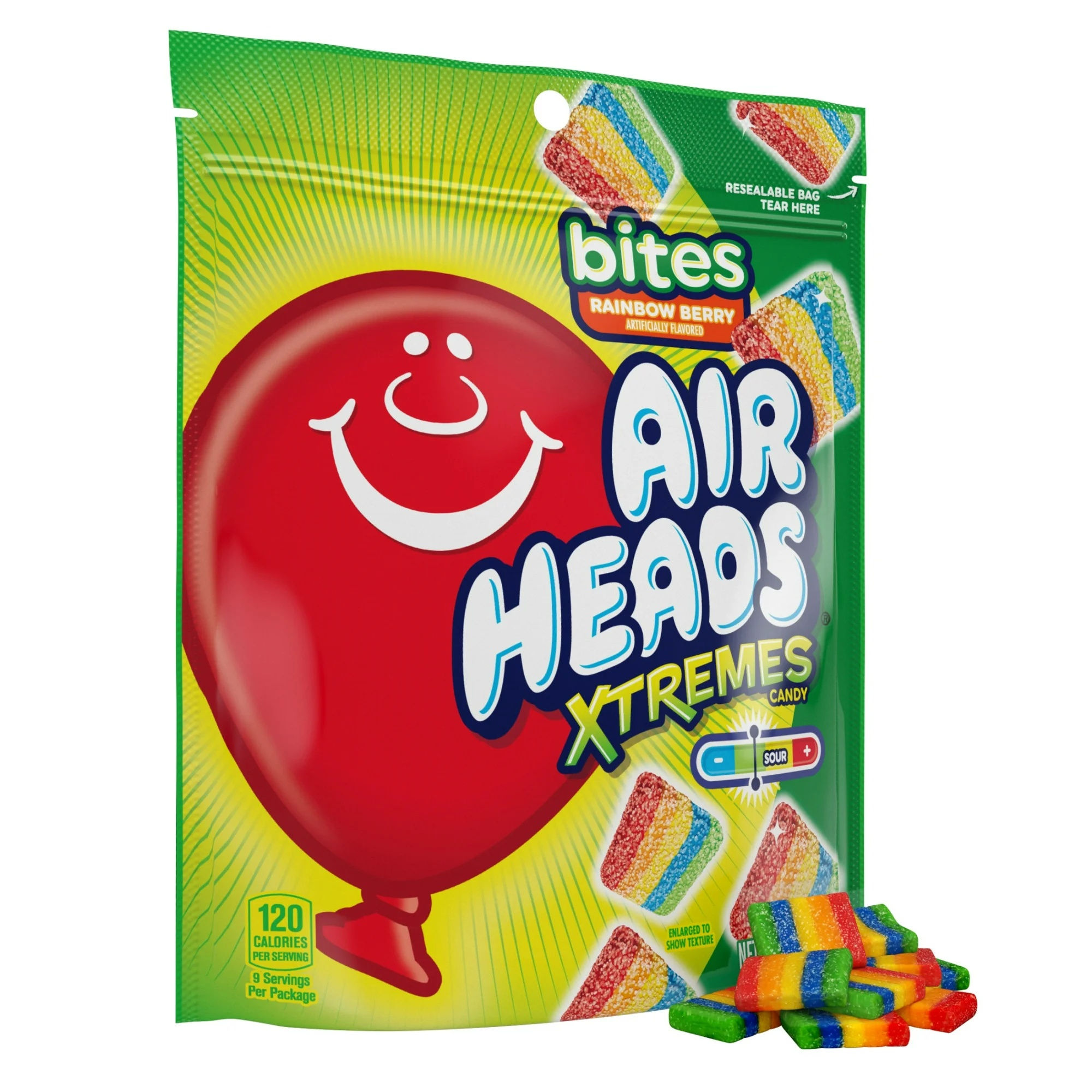 Airheads Xtremes Bites Rainbow Berry Chewy Sour Candy 0.56 oz