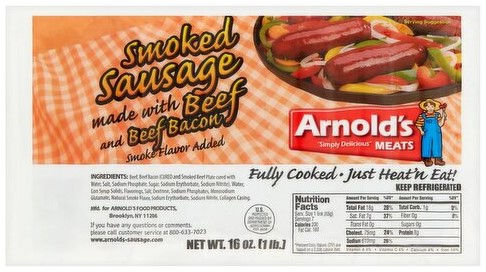 Arnold’s Smoked Sausage With Beef Bacon 1 oz