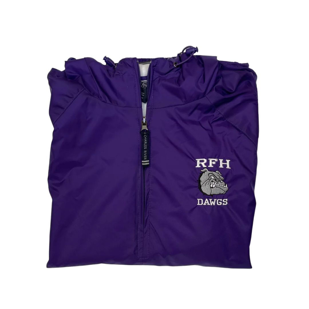 Nylon Popover Jacket with Fleece Lining - Purple