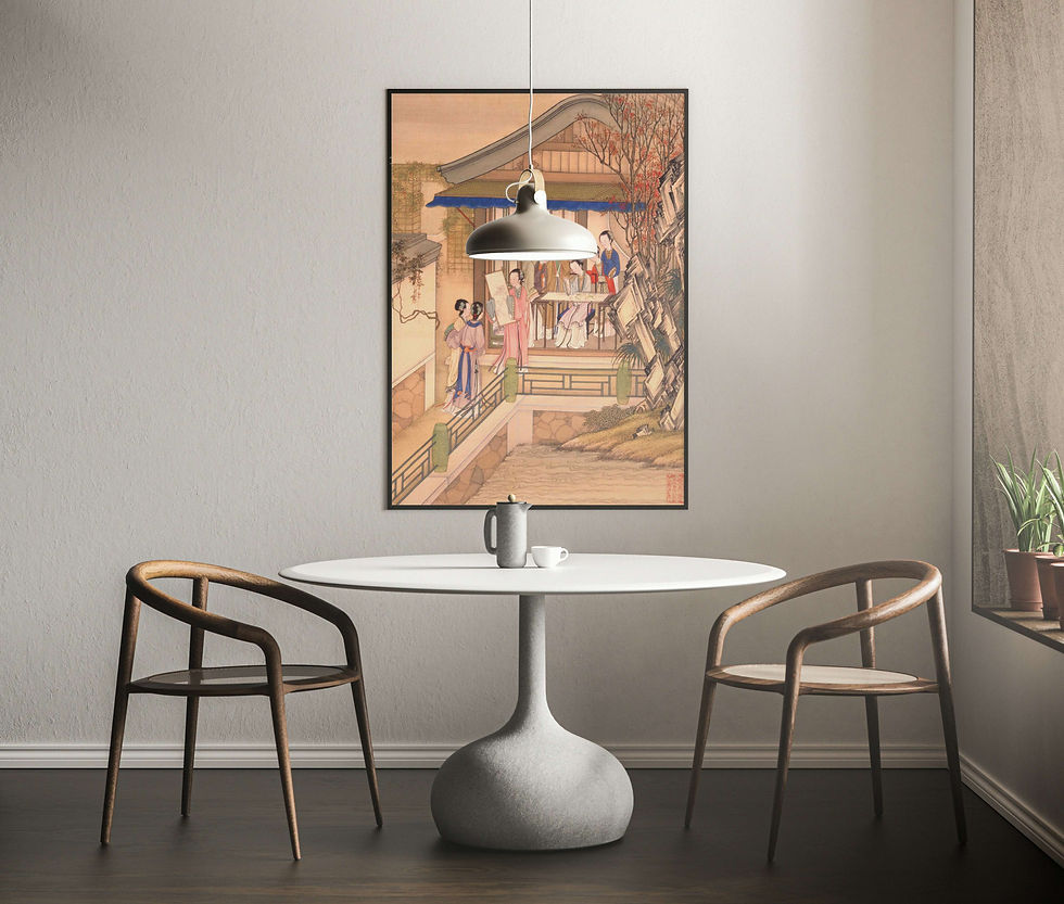 Thumbnail: Embroidery by the Ornate Window in October: Qing Figures Painting Art Printable
