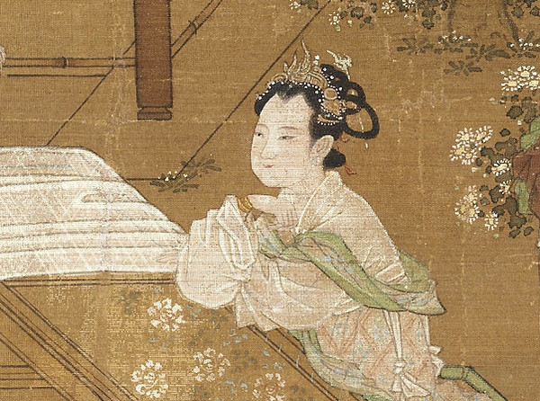 Jin Feng or Golden Phoenix Shaped Headdress in "Portrait of Palace Maidens"