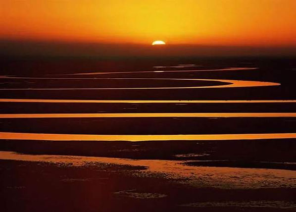 Sunset and Yellow River or Huanghe River