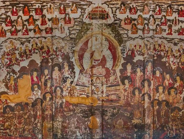 Mural "Rulai Shijing Tu" in Baisha Housing Cluster of Lijiang