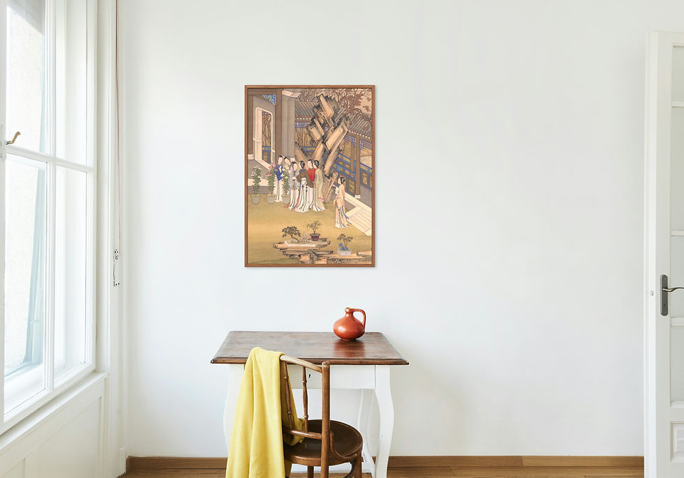 Thumbnail: Enjoying Chrysanthemums on Double Ninth in September: Qing Figures Art Printable