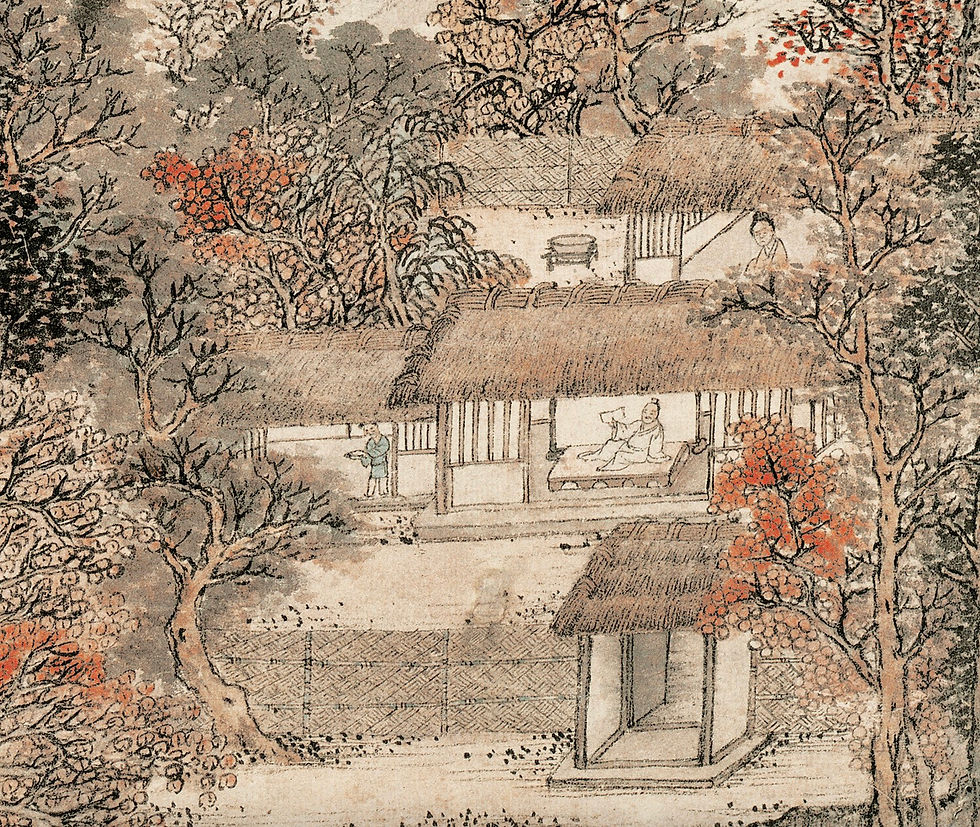 Thumbnail: Autumn Mountains and Thatched Cottage: Yuan Dynasty Landscape Painting Printable