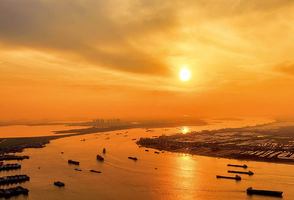 Sunset on Yangtze River in Anhui Province