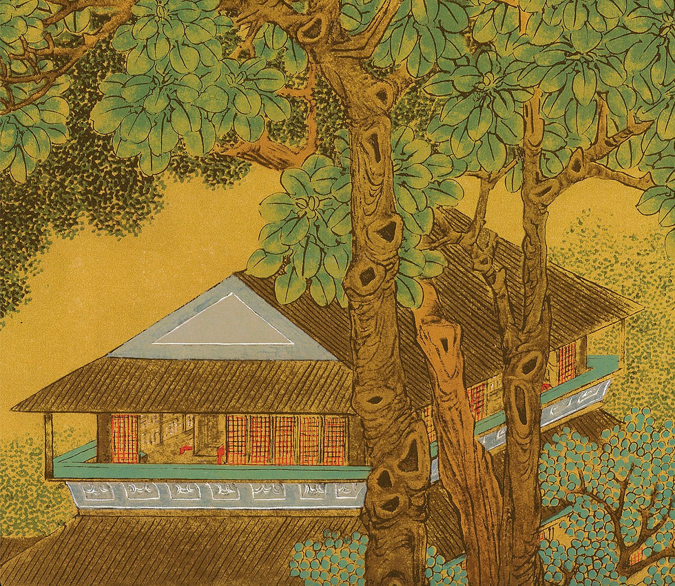 Thumbnail: Building with Myriad of Books: Qing Dynasty Landscape Painting Printable