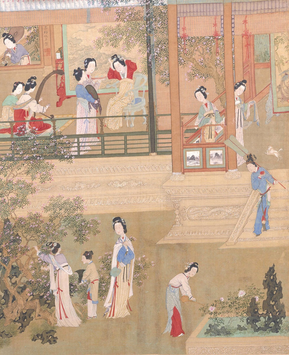 Imperial Consort's Morning Makeup: Ming Dynasty Figures Digital Printable