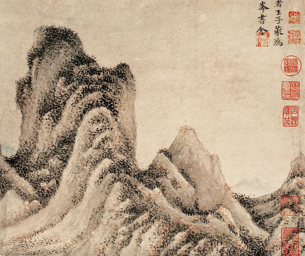 Thumbnail: Autumn Mountains and Thatched Cottage: Yuan Dynasty Landscape Painting Printable