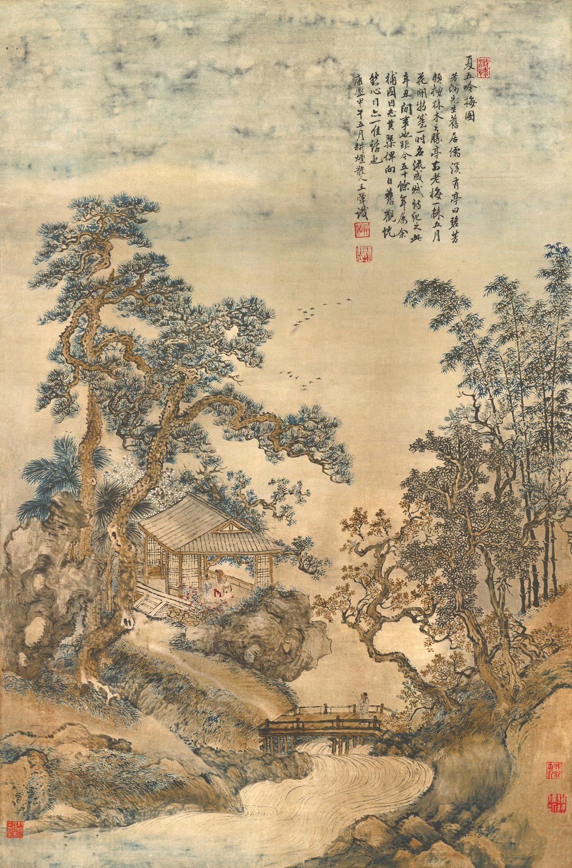 Chanting Plum Blossoms in Summer: Qing Dynasty Painting Printable