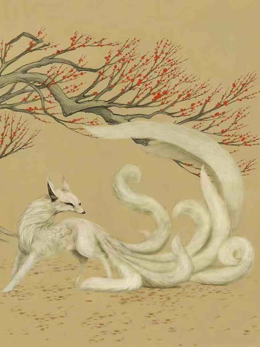 Mythical Creature Nine-Tailed Fox or Jiu Wei Hu