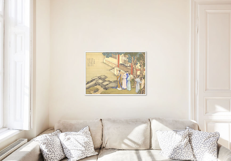 Thumbnail: Weaving Silk in Zhuolong Palace: Empress Figures Painting Art Digital Printable