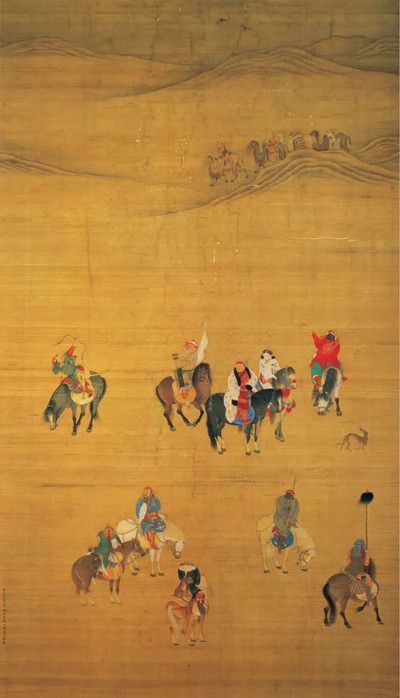 Painting of Emperor Kublai Khan's Hunting (Yuan Shi Zu Chu Lie Tu), By Artist Liu Guandao of the Yuan Dynasty