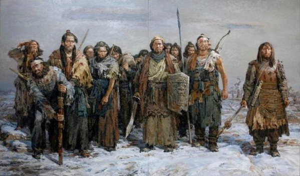 Geng Gong and His Soldiers Returning to Yumen Pass, Painted by Zuo Guoshun.