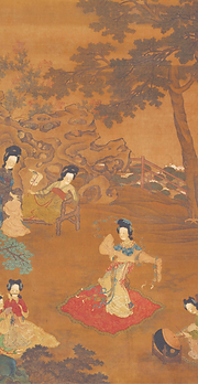 Court Ladies Appreciating a Dance: Figures Painting Art Digital Printable