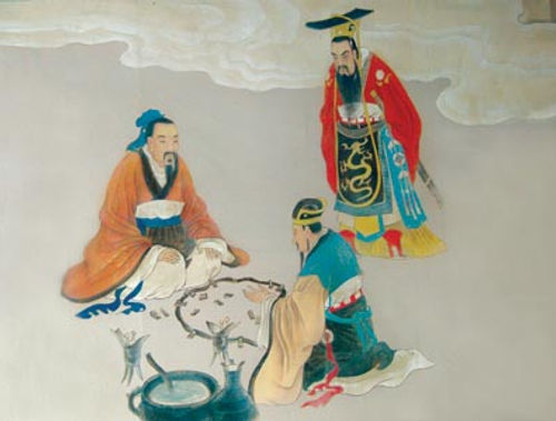 Mo Tzu Presenting His Advanced Defense Technologies to the King of Chu