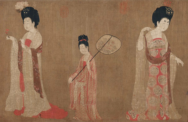 Court Ladies Adorning Their Hair with Flowers by Zhou Fang