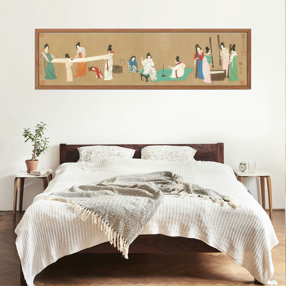 Thumbnail: Court Ladies Preparing Newly Woven Silk: Figures Painting Art Digital Printable