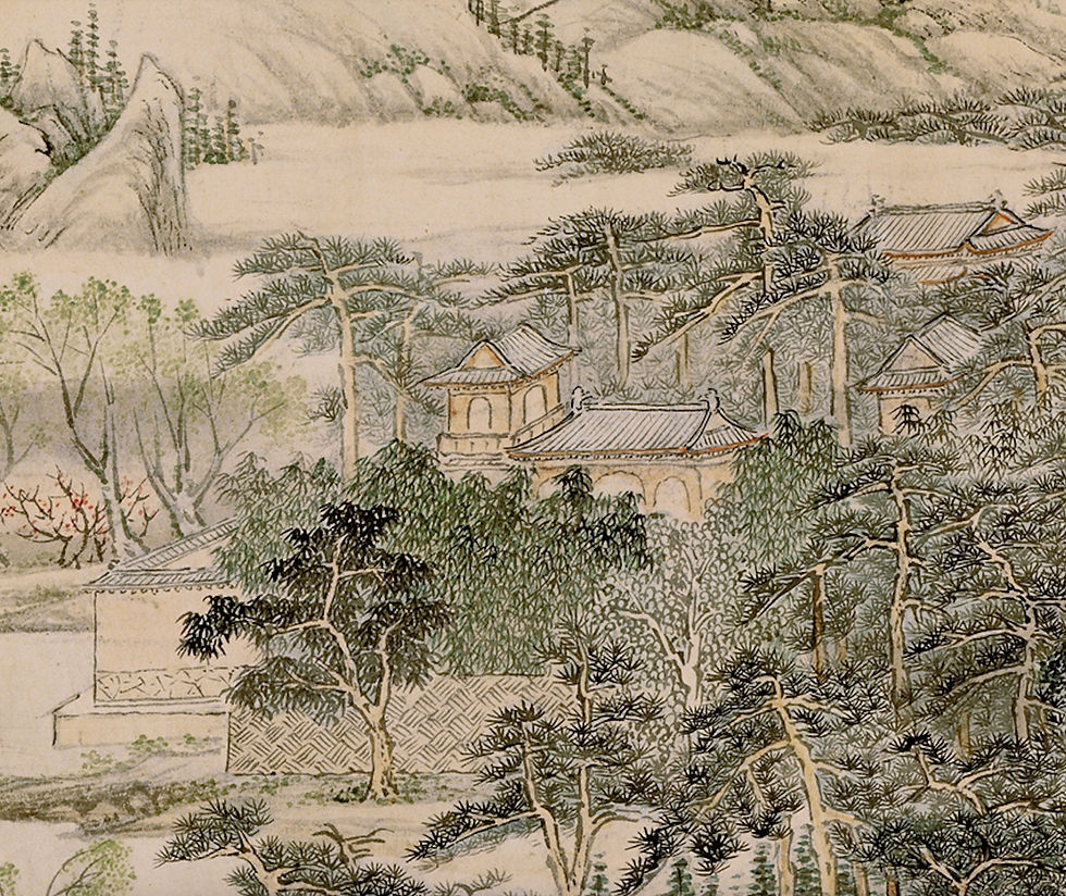 Thumbnail: Poetic View of Jade Belt Bridge: Qing Dynasty Landscape Painting Printable